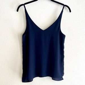 Topshop Navy Double V-Neck Tank Top